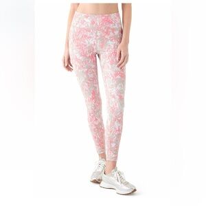 DKNY women’s XL 16 18 leggings high rise crop ankle 7/8 pockets pink tan nwot